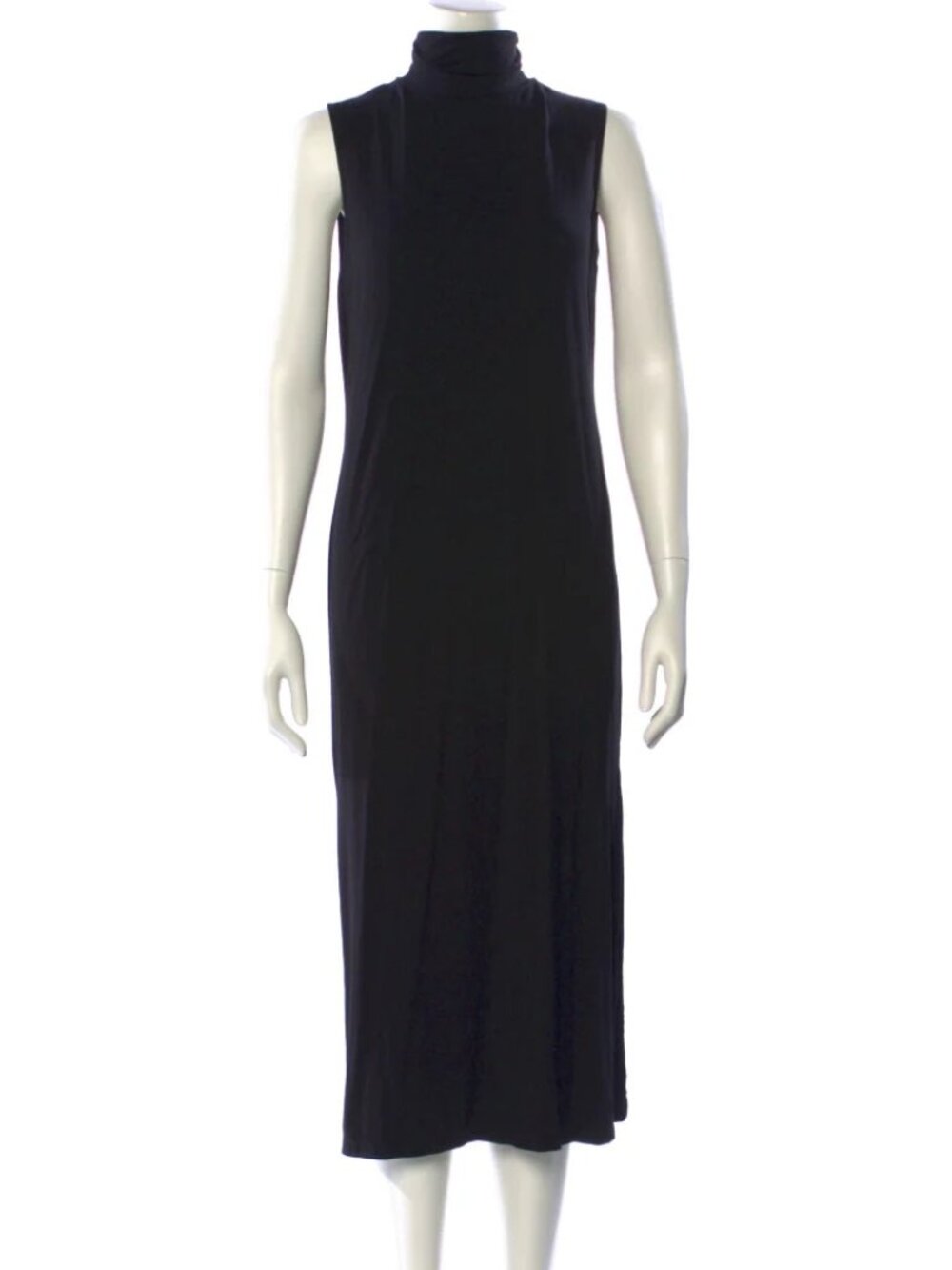 Vince Black Sleeveless Turtleneck Midi Rayon Dress Medium